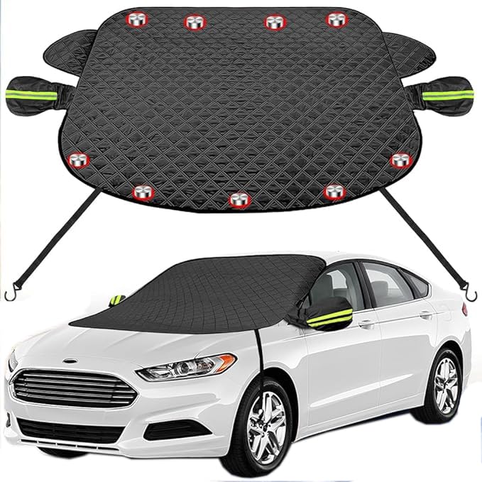 STHIRA Car Windshield Cover Multi-layer Thicken Windshield Snow Cover with Rearview Mirror Cover & Fixing Hooks Safe Magnetic Windshield Cover Car Windshield Cover for SUV, Vans, 58'' x 45.6'' STHIRA Car Windshield Cover Multi-layer Thicken Windshield Snow Cover with Rearview Mirror Cover & Fixing Hooks Safe Magnetic Windshield Cover Car Windshield Cover for SUV, Vans, 58'' x 45.6''